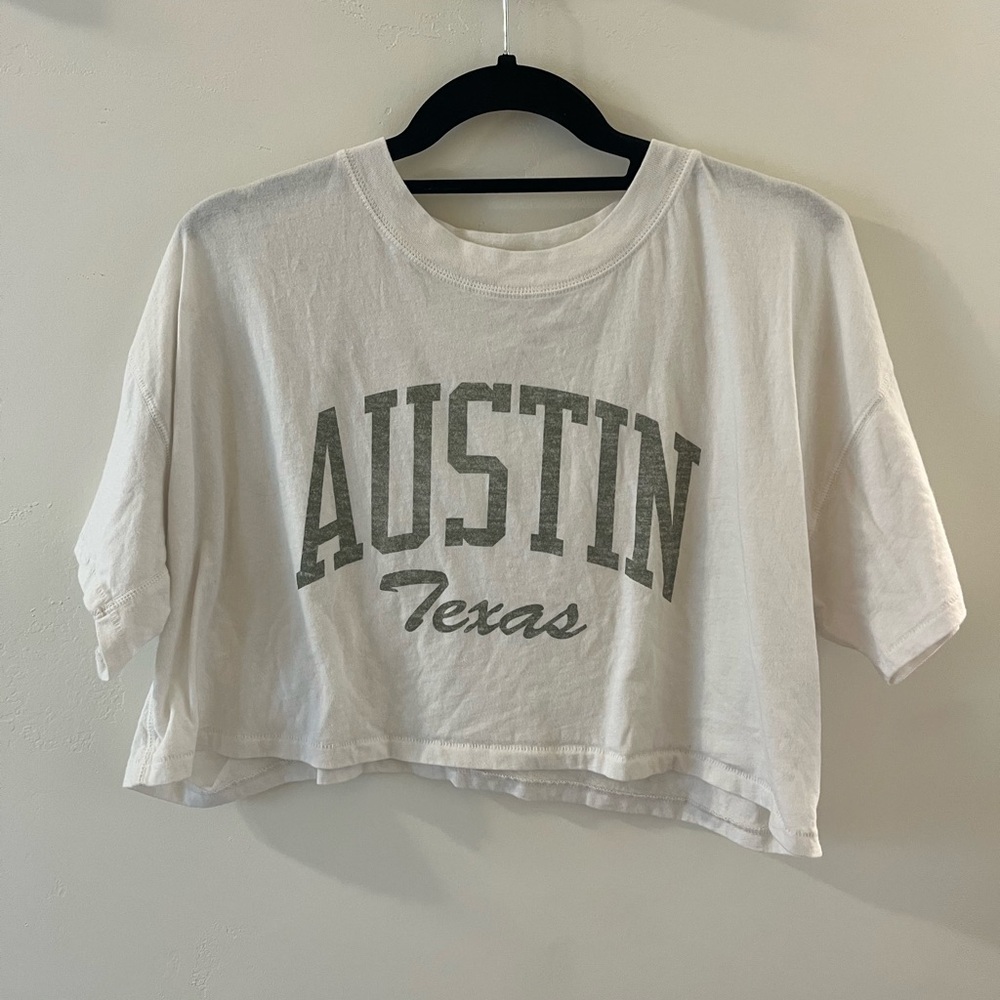 Aeropostale White Crop Boyfriend Tee